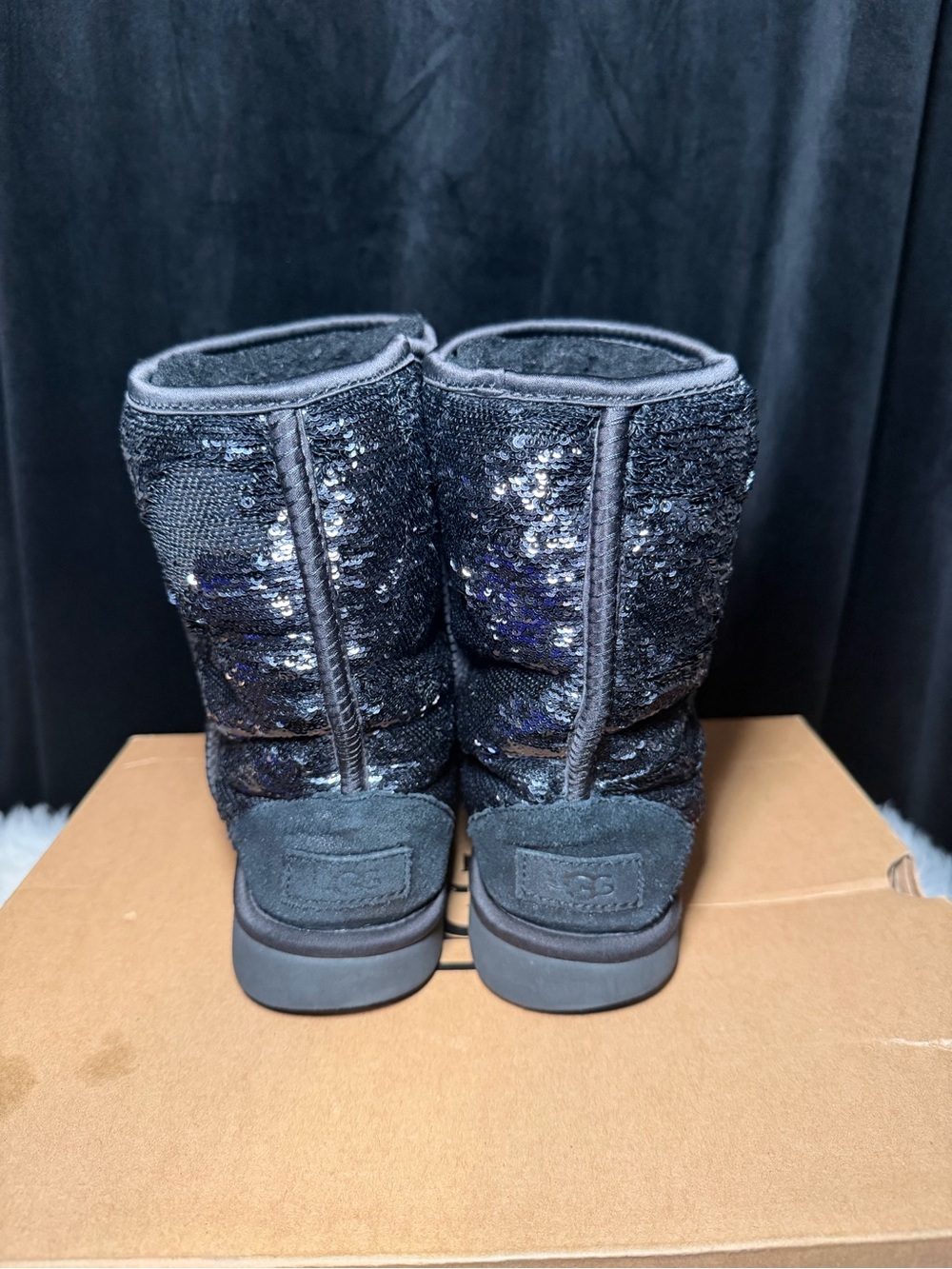 UGG Classic Short Black Sequin Boots - Picture 5 of 11